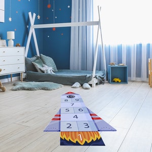 Hopscotch floor sticker, Floor sticker, Space rocket floor decal, Kids room floor sticker, Jumping game floor sticker, Jumping game for kids