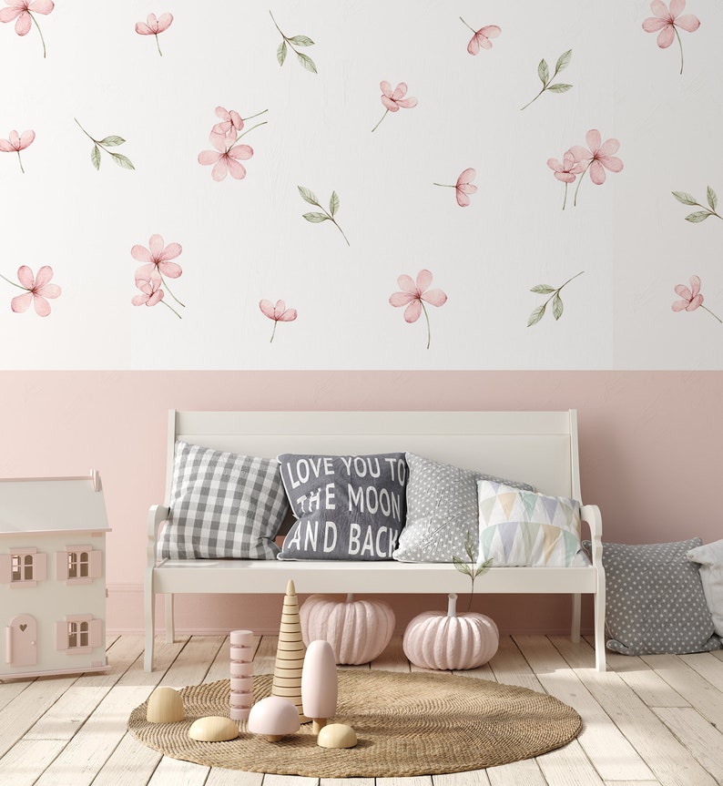 Floral Wall Stickers Meadow Floral Wall Decal Wall Decor Etsy