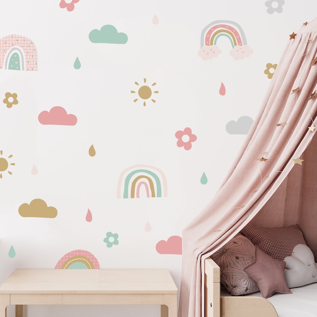 Watercolor Rainbow Wall Decal: Pastel Nursery Decor - Etsy