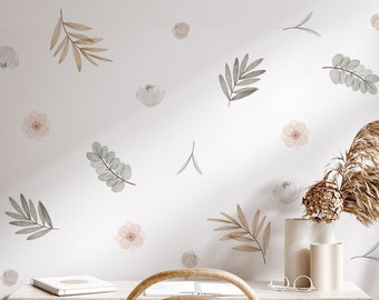 Floral Wall Stickers, Meadow Floral Wall Decal, Wall decor, Boho style wall sticker, Pastel flower wall stickers, Botanical wall stickers