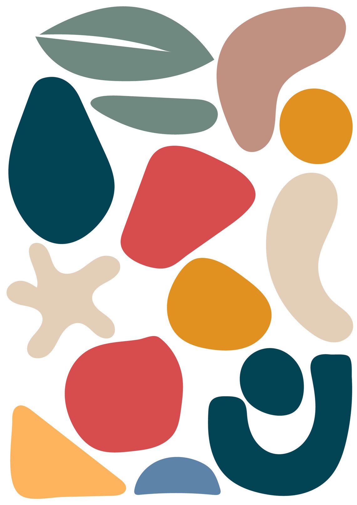 Shapes Wall Sticker Pastel Shapes Wall Decal Abstract Shapes Etsy