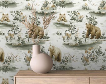 Bear Kids Wallpaper – Woodland Nursery Peel and Stick Mural