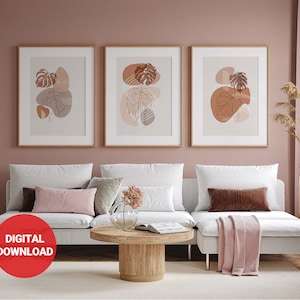 Boho Leaf Print Set: Minimalist Wall Art