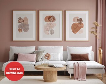 Boho Lövtrycksset: Minimalistisk väggkonst