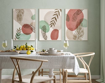 Boho Natur Poster Set: Minimalistische botanische Wandkunst