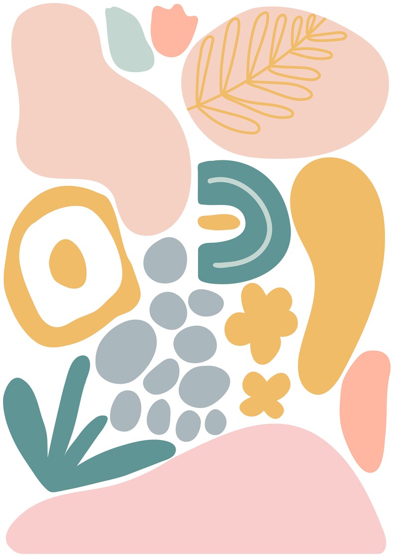 Shapes Wall Sticker Pastel Shapes Wall Decal Abstract Shapes Etsy