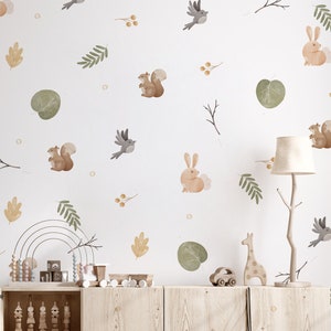 Muurstickers dieren, muursticker wilde dieren, sticker kinderkamer, kinderkamerstickers, muurstickers bos, muursticker bosdieren, sterren