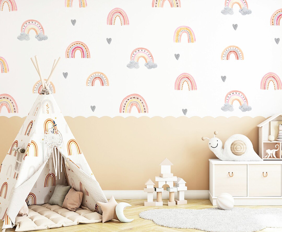 Watercolor Rainbow Wall Decal: Pastel Nursery Decor - Etsy