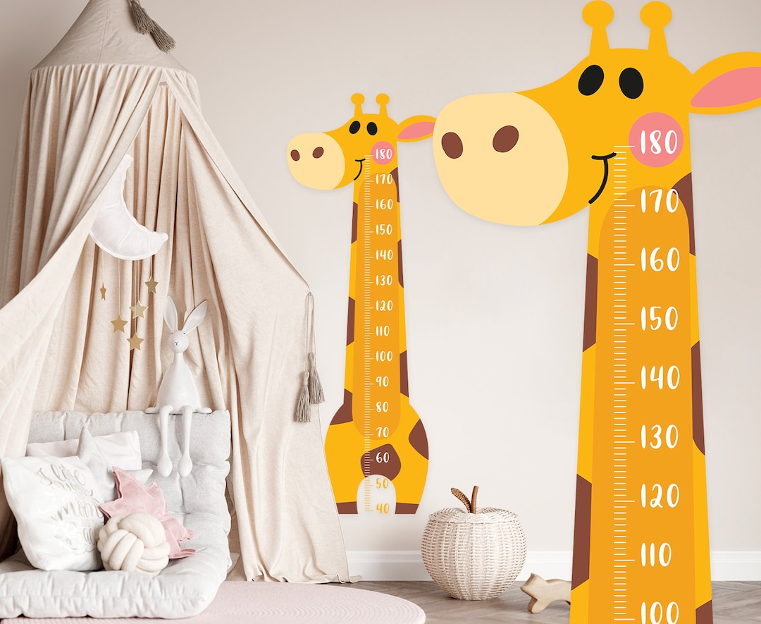 Growth Chart Wall Decal, Giraffe Sticker for Kids, Easy Peel and Stick ...
