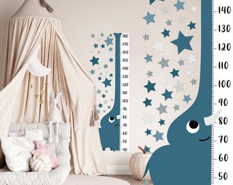 Elephant Growth Chart Wall Decal: Jungle Stars Kids Room Decor / Easy peel and stick
