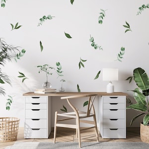 Floral Wall Stickers, Green leaves Wall Decal, Wall decor, Boho style wall sticker, Floral wall decal, Botanical wall stickers, Eucalyptus