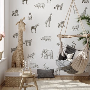 Muurstickers safaridieren, muursticker wilde dieren, sticker kinderkamer, kinderkamerstickers, muurstickers safari, muursticker safaridieren