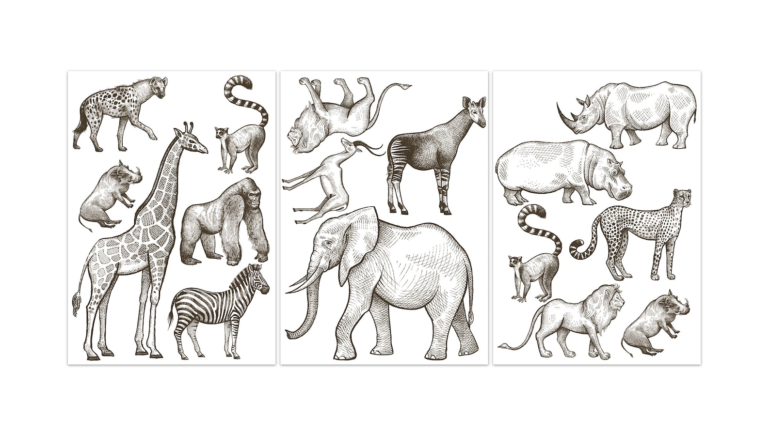 Safari Animals Wall Stickers Wild Animals Wall Decal Kids Etsy