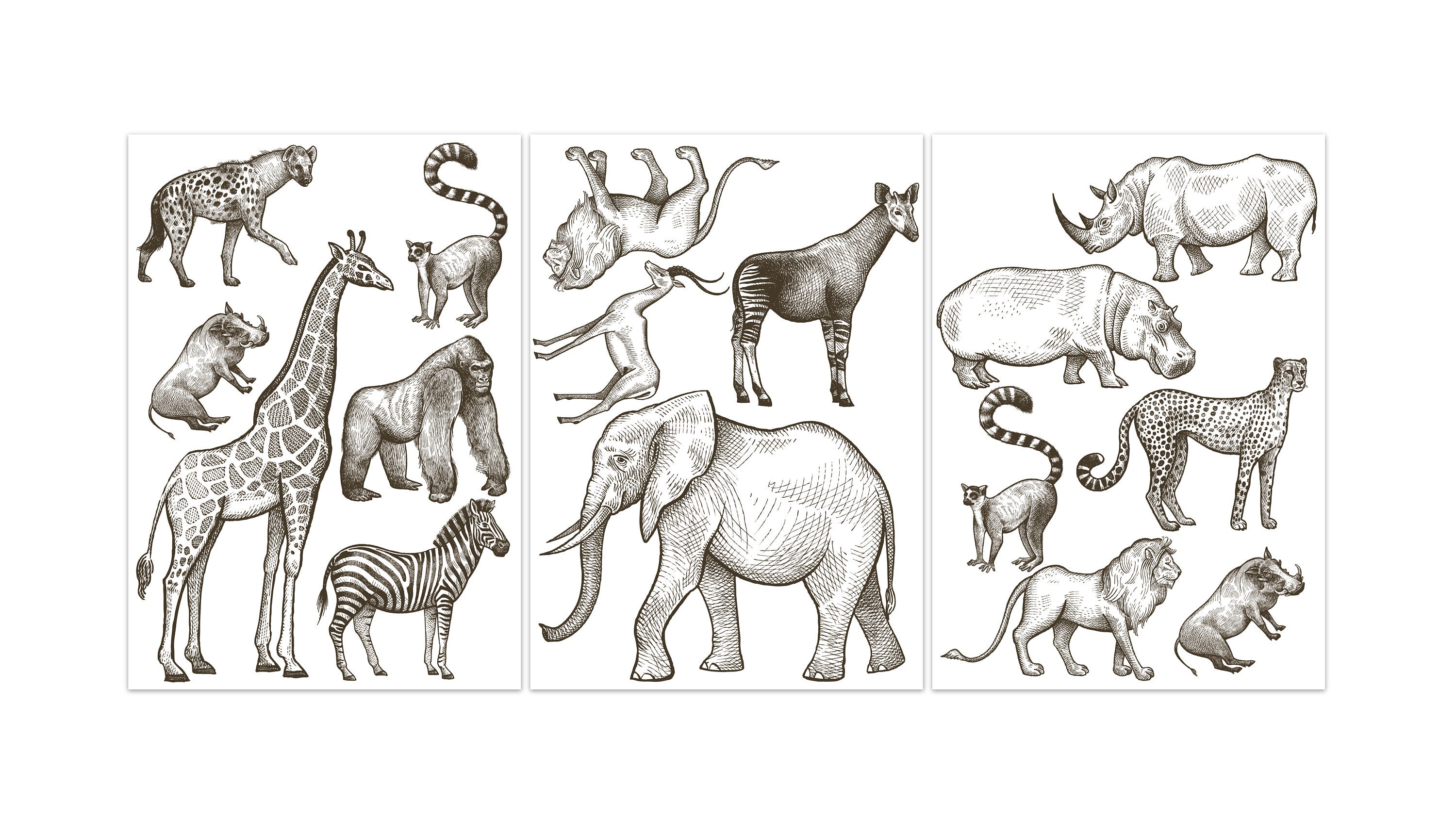 Safari Animals Wall Stickers Wild Animals Wall Decal Kids Etsy
