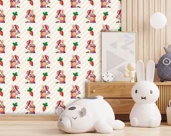 Peel and Stick Kids Wallpaper – Nursery Wall Mural – Removable Baby Room Decor - Giraffe - Rabbit