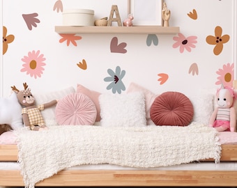 Wiesenblumen Wandtattoos: Boho Botanische Wandaufkleber