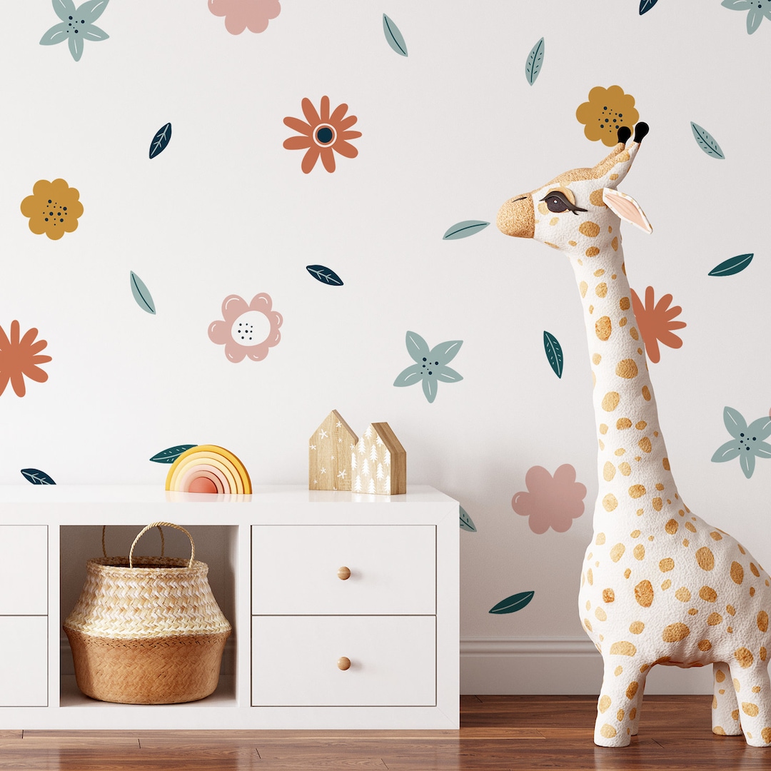 Floral Wall Stickers, Floral Wall Decal, Brown Flower Wall Decal