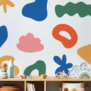 Giant set of wall decals, Pastel shapes colorful abstract wall sticker, Peal and stick, Easy to rearange, removable, Nursery Kids room decor