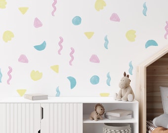 Pastel Shapes Wall Stickers: Abstract Kids Room Decor