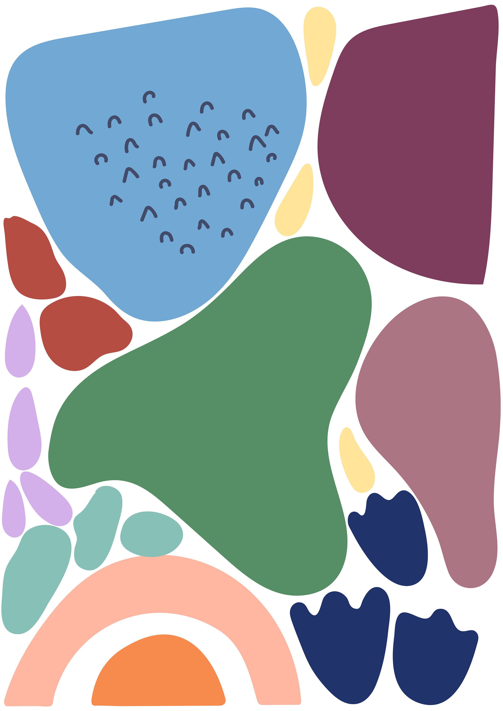 Shapes Wall Sticker Pastel Shapes Wall Decal Abstract Shapes Etsy UK