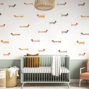 Pegatinas de pared de animales, calcomanías de pared de perro salchicha, calcomanías para habitación de niños, calcomanías para habitación de niños, calcomanías de pared de perros