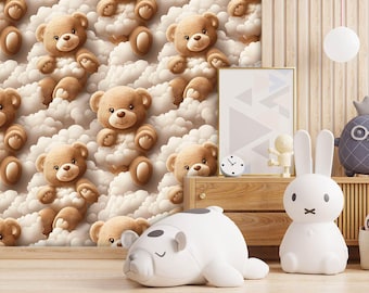 Teddy Bear Wallpaper, Peel and Stick Nursery Mural