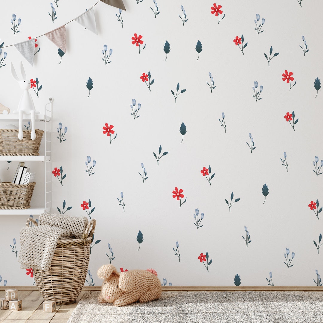 Floral Wall Decals: Boho Meadow Flower Stickers, Botanical Wall Decor ...