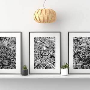 Ensemble d’affiches de Cracovie, carte de Cracovie, ensemble de 3 tirages, ensemble d’affiches, carte de l’ensemble d’affiches de Cracovie, carte de l’ensemble d’impression de Cracovie, affiches de Cracovie Pologne