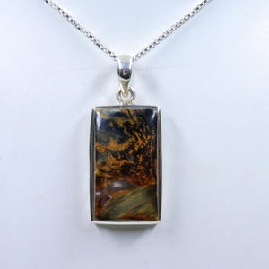 AwesomeQuality Pietersite Sterling Silver Necklace, Natural Pietersite stone Pendant with silver chain, Handmade Pendant, Gift forHer/Him