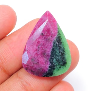 Natural 28mm Pear Ruby Zoisite Faceted Gemstone, Precious Quality Ruby Zoisite Faceted For Making Precious Jewelry, Ruby Faceted Cabochon