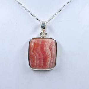 Marvelous Quality Rhodochrosite Sterling Silver Necklace, Natural Rhodochrosite Pendant with silver chain, Handmade Pendant, Gift forHer/Him