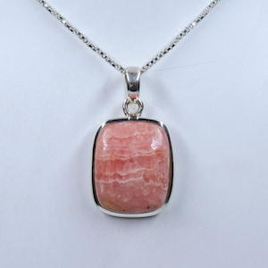 Marvelous Quality Rhodochrosite Sterling Silver Necklace, Natural Rhodochrosite Pendant with silver chain, Handmade Pendant, Gift forHer/Him
