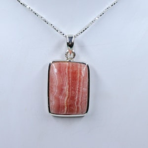 Marvelous Quality Rhodochrosite Sterling Silver Necklace, Natural Rhodochrosite Pendant with silver chain, Handmade Pendant, Gift forHer/Him