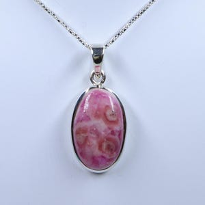 The Rare Pink Cobalt Calcite Sterling Silver Necklace, Natural Cobalt Calcite Pendant with silver chain, Handmade Pendant, Gift for Her/Him