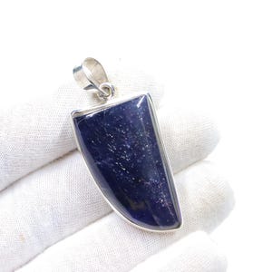 Flashy Iolite Sunstone Sterling Silver Necklace, Natural Iolite Sunstone Pendant with Silver chain, Handmade Pendant, Gift for Her/Him