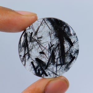 High Grade Quality Black Rutile In Quartz Cabochon, Wire Wrapping, Natural Black Rutile, Jewellery Making, Black Rutile Cabochon Loose Stone