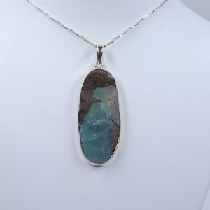 Fantastic Boulder Opal Druzy Sterling Silver Necklace, Natural Boulder Opal Pendant with silver chain, Handmade Pendant, Gift forHer/Him