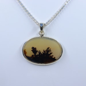Scenic Dendrite sterling silver Pendant, Natural Scenic Dendrite pendant with silver chain, 925 Pendant Scenic Dendrite jewelry gift for her