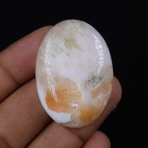 Rare Superb Quality Scolecite with Stilbite Cabochon, Natural Scolecite Stilbite Gemstone, Semiprecious Cab, Loose Stone for Jewelry Making