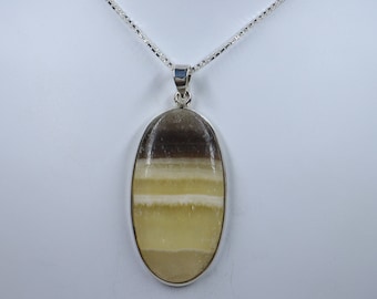 Designer Zebra Calcite Sterling Silver Necklace,Natural Phantom Calcite pendant with silver chain, Mexican Calcite, Gift for HerMens Pendant