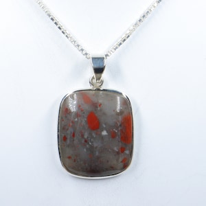 African Bloodstone Pendant, 925 sterling silver Pendant with silver chain, Bloodstone jewelry,Gift for Her, Handmade PendantGemstone Pendant