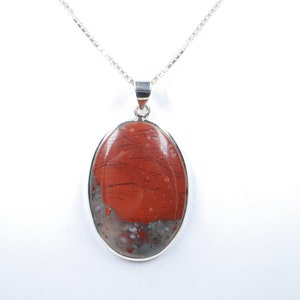 African Bloodstone Pendant, 925 sterling silver Pendant with silver chain, Bloodstone jewelry,Gift for Her, Handmade PendantGemstone Pendant