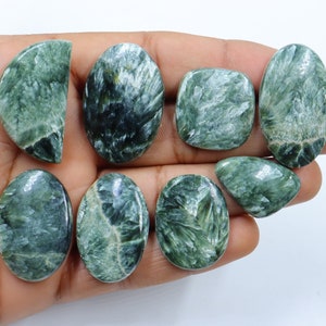 8 Pieces lot Seraphinite Cabochon, Seraphinite Crystal, Designer Seraphinite Stone, Seraphinite Loose Stone for Jewelry, Seraphinite Stone