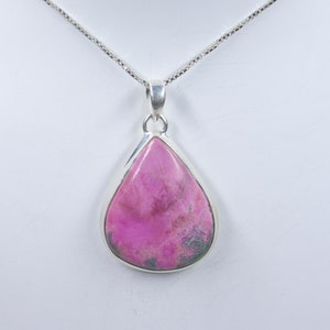 Selection piece Cobalt Calcite Sterling Silver Necklace, Natural Cobalt Calcite Pendant with silverchain, Handmade Pendant, Gift forHer/Him