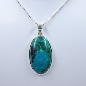 Shattuckite Pendant, 925 sterling silver Pendant with silver chain, Shattuckite jewelry, Gift for Her, Handmade Pendant, Gemstone Pendant