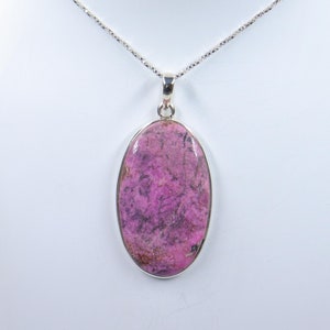 Extraordinary Cobalt Calcite Sterling Silver Necklace, Natural Cobalt Calcite Pendant with silverchain, Handmade Pendant, Gift forHer/Him