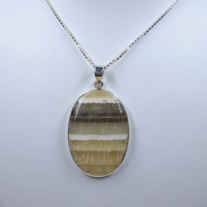 Designer Zebra Calcite Sterling Silver Necklace,Natural Phantom Calcite pendant with silver chain, Mexican Calcite, Gift for HerMens Pendant