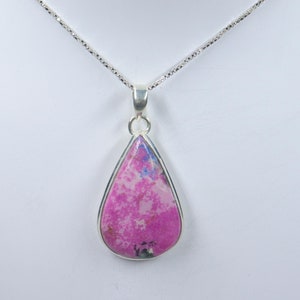 Extraordinary Cobalt Calcite Sterling Silver Necklace, Natural Cobalt Calcite Pendant with silverchain, Handmade Pendant, Gift forHer/Him
