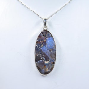 Fantastic Boulder Opal Druzy Sterling Silver Necklace, Natural Boulder Opal Pendant with silver chain, Handmade Pendant, Gift forHer/Him
