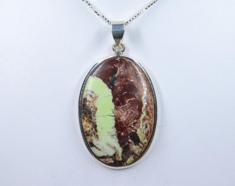 Superb Lemon Chrysoprase Sterling Silver Necklace, Natural Lemon Chrysoprase Pendant with silver chain, Handmade Pendant, Gift for Her